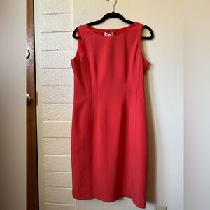 Calvin Klein Sleeveless Coral Formal Midi dress Size 8 side Zip
